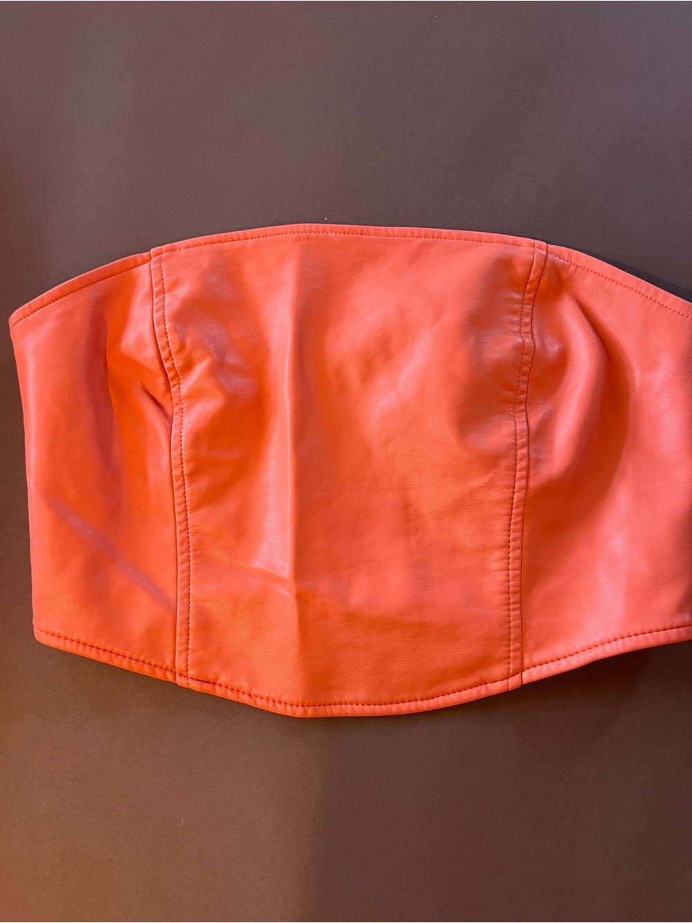 Kendall + Kylie Coral Strapless Faux Leather Tube Top. Sz. Small.